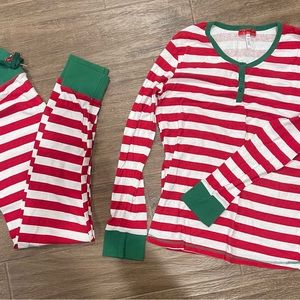 HOLIDAY #Famjams ELF Red & white stripe with green Henley pajama set size XL